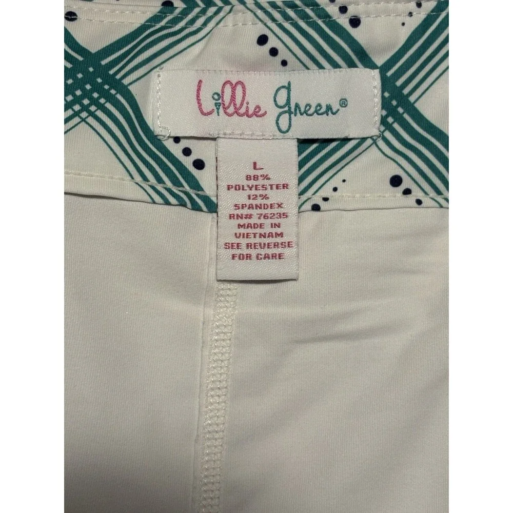 Lillie Green Golf Skort Women's Large Teal White Plaid Diamond Pleated Athletic